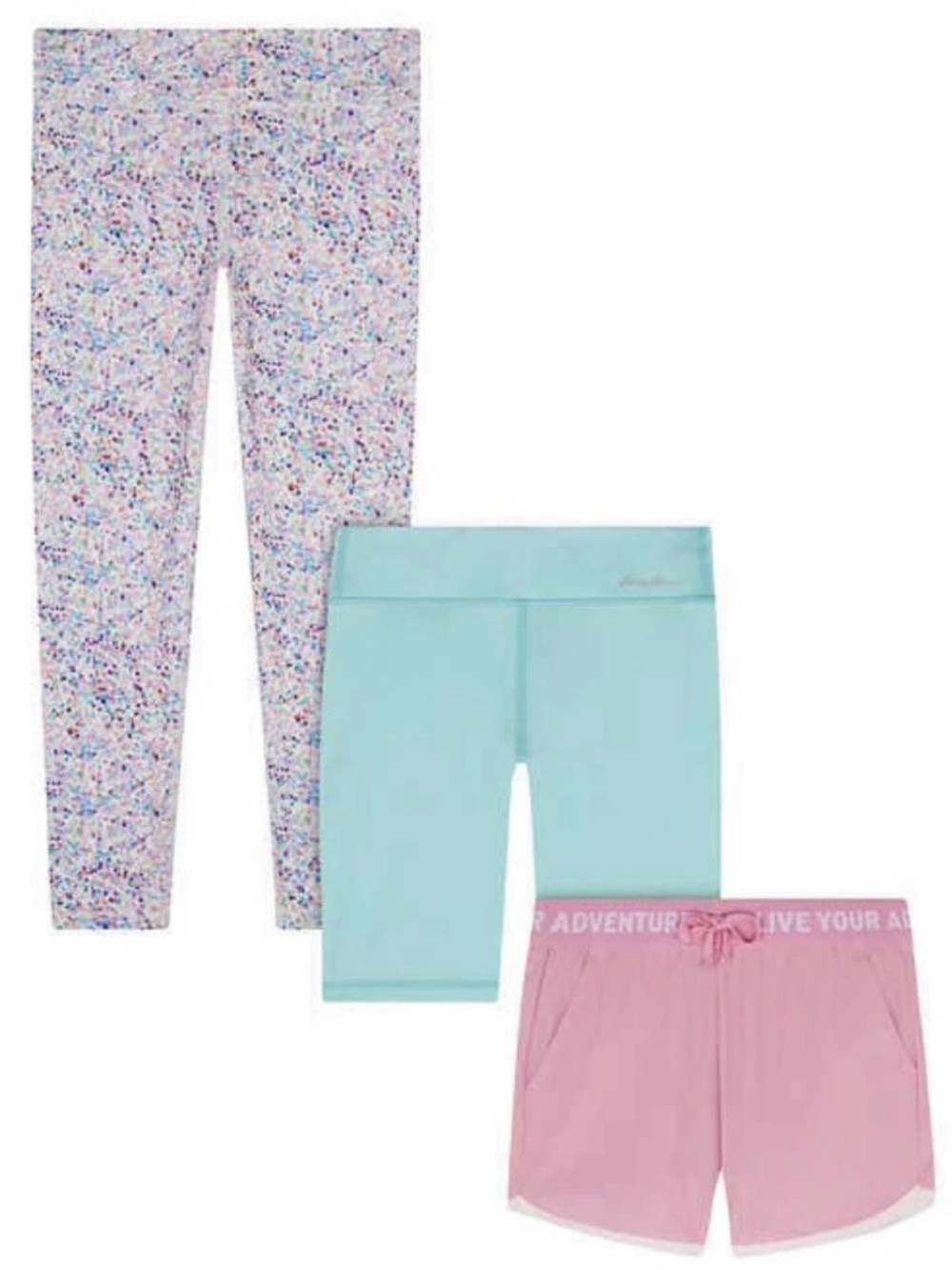 NWT Girl's Eddie Bauer Medium 10 - 12 Bottoms Set Leggings Shorts 3 Pack